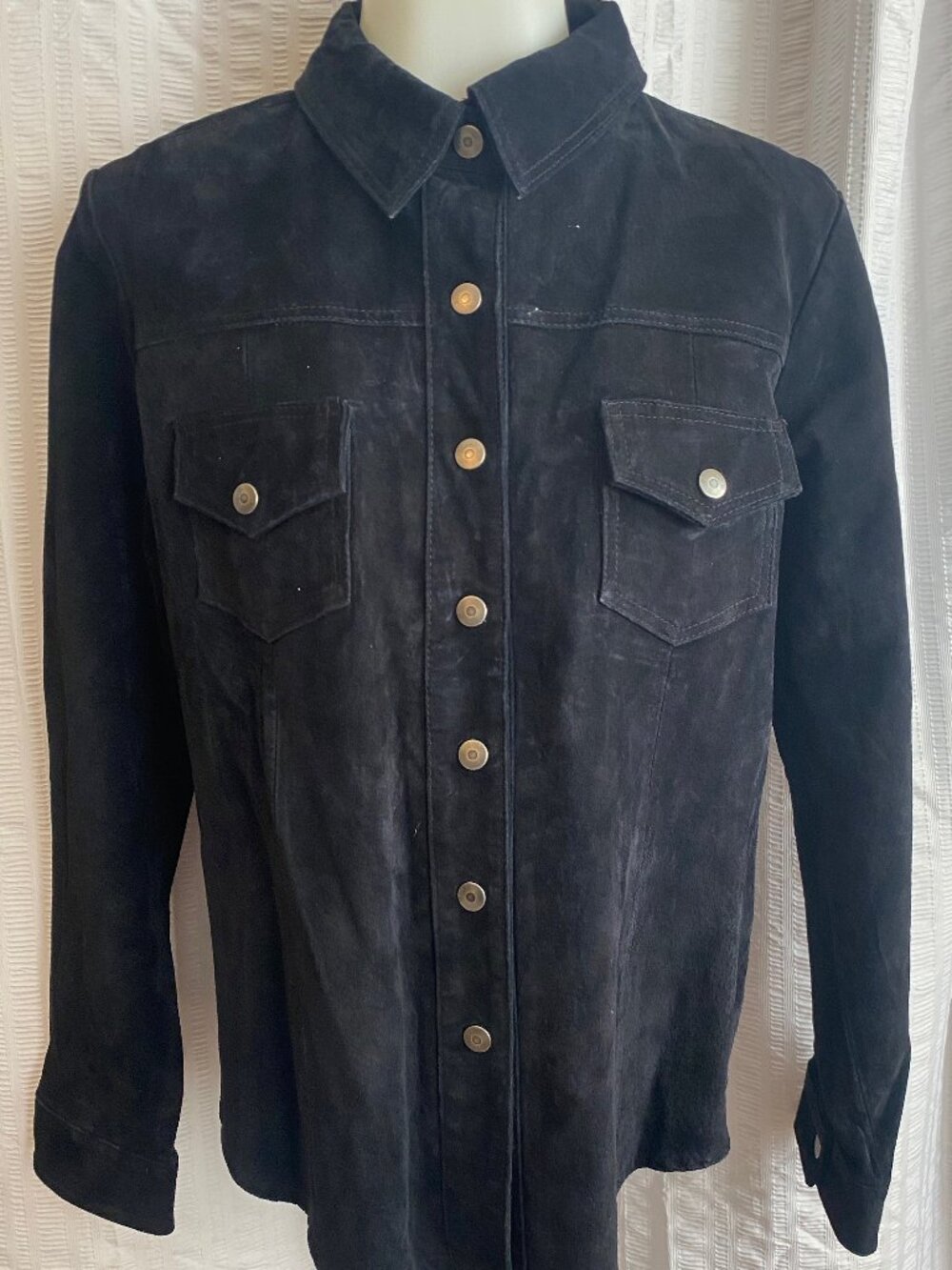 Denim & Co. 100% Genuine Leather Shirt Jacket